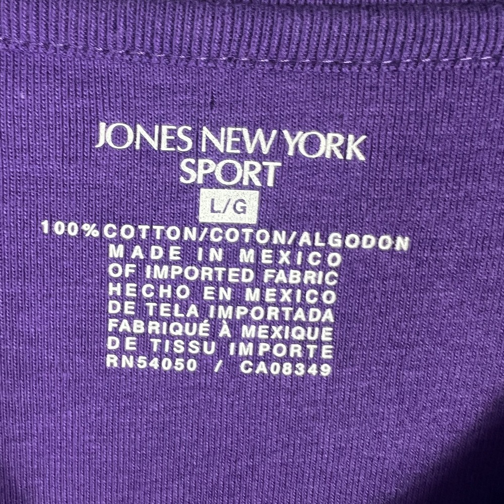Jones New York Sport Women's Purple Long Sleeve Cotton T-Shirt Top Size L New - Picture 3 of 7